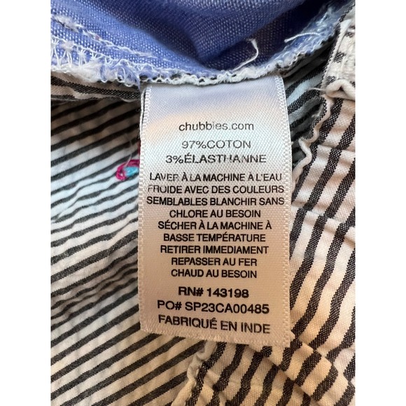 Chubbies Seersucker Shorts Mens Large 5.5" Inseam Gray Flamingo Racers Stripe - Picture 7 of 10